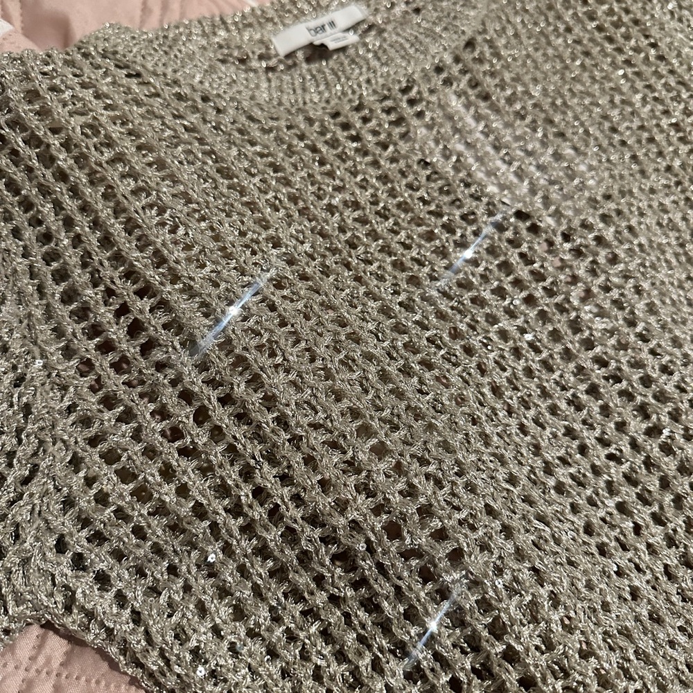 Bar III Silver Knit Short Sleeve Top - Picture 8 of 8